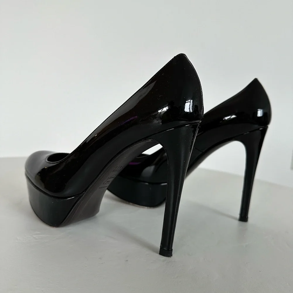Stuart Weitzman Mae Platform Pumps Black Patent Leather | Size 7